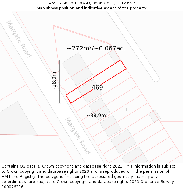 469, MARGATE ROAD, RAMSGATE, CT12 6SP: Plot and title map