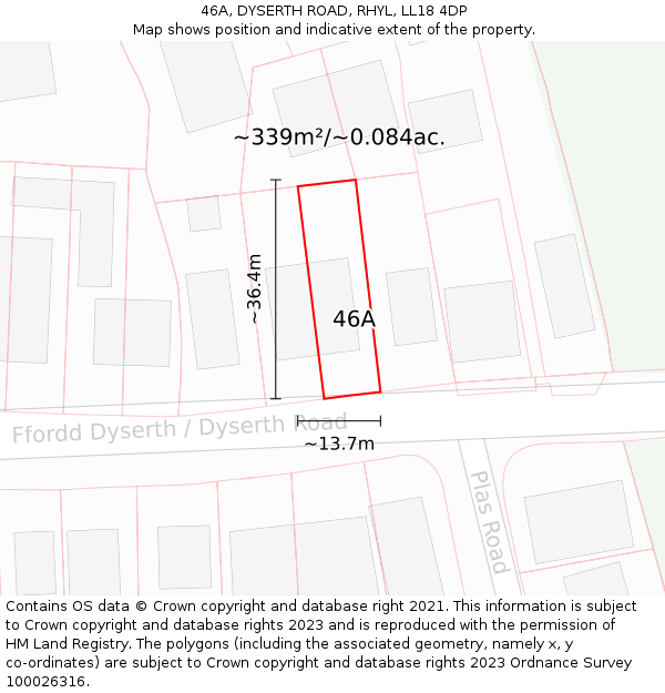 46A, DYSERTH ROAD, RHYL, LL18 4DP: Plot and title map