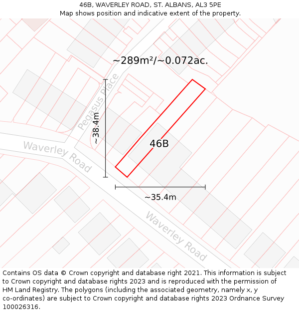 46B, WAVERLEY ROAD, ST. ALBANS, AL3 5PE: Plot and title map