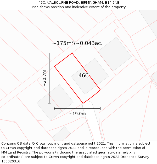 46C, VALBOURNE ROAD, BIRMINGHAM, B14 6NE: Plot and title map