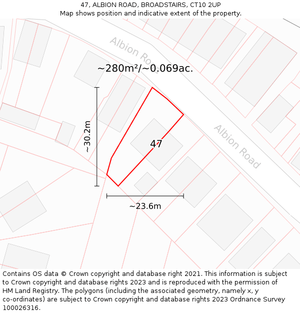 47, ALBION ROAD, BROADSTAIRS, CT10 2UP: Plot and title map