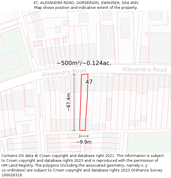 47, ALEXANDRA ROAD, GORSEINON, SWANSEA, SA4 4NN: Plot and title map