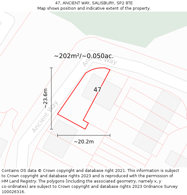 47, ANCIENT WAY, SALISBURY, SP2 8TE: Plot and title map