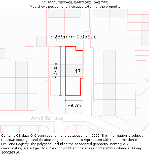 47, ANVIL TERRACE, DARTFORD, DA2 7WR: Plot and title map