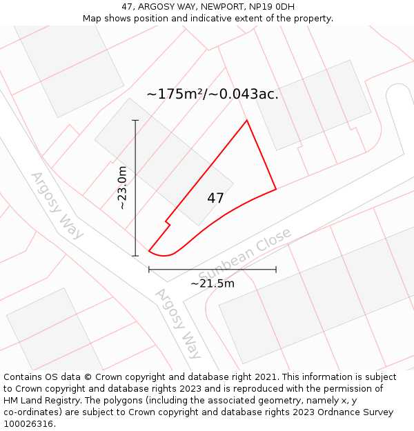 47, ARGOSY WAY, NEWPORT, NP19 0DH: Plot and title map