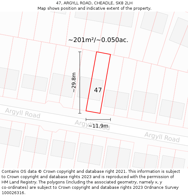 47, ARGYLL ROAD, CHEADLE, SK8 2LH: Plot and title map