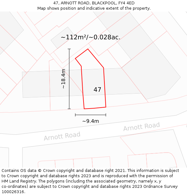 47, ARNOTT ROAD, BLACKPOOL, FY4 4ED: Plot and title map