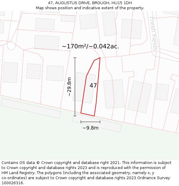 47, AUGUSTUS DRIVE, BROUGH, HU15 1DH: Plot and title map