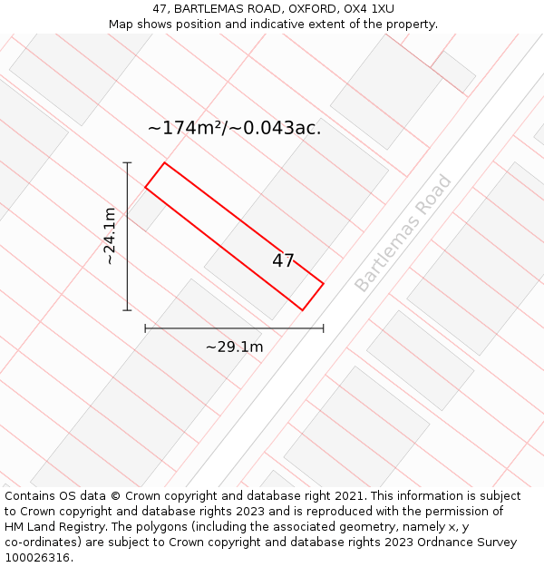 47, BARTLEMAS ROAD, OXFORD, OX4 1XU: Plot and title map