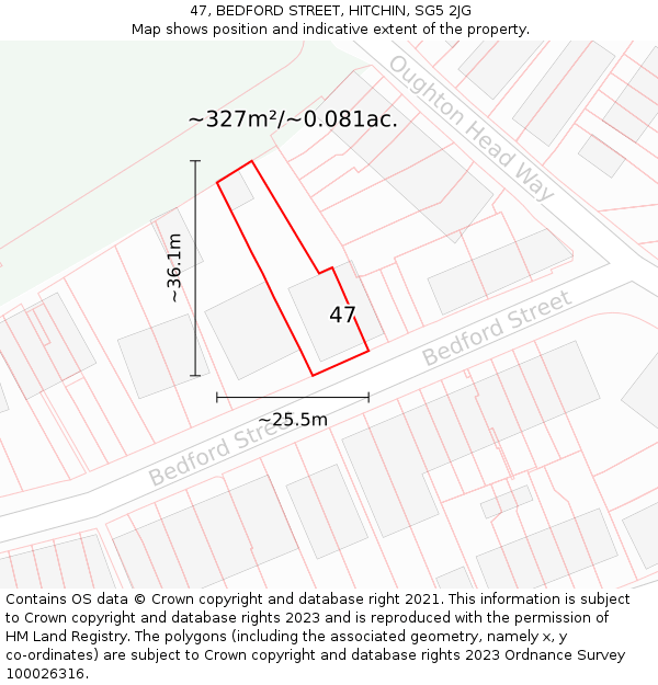 47, BEDFORD STREET, HITCHIN, SG5 2JG: Plot and title map