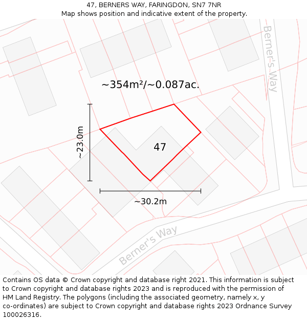 47, BERNERS WAY, FARINGDON, SN7 7NR: Plot and title map