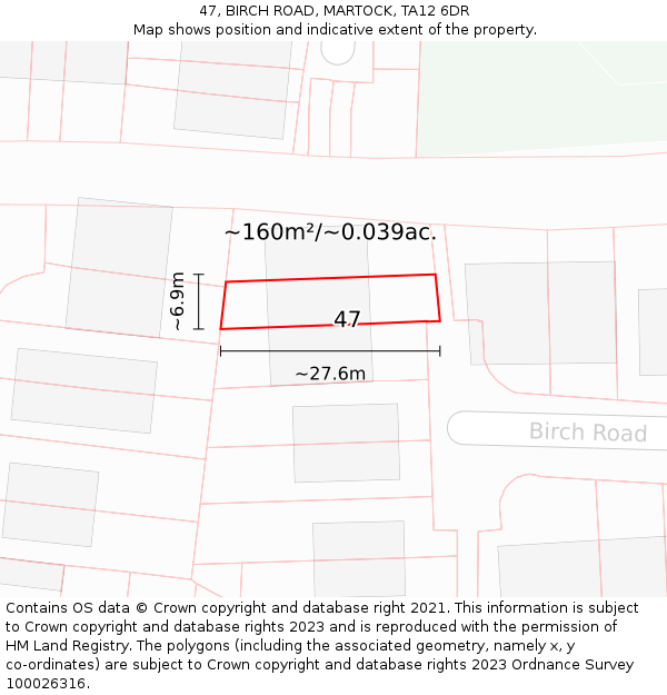 47, BIRCH ROAD, MARTOCK, TA12 6DR: Plot and title map