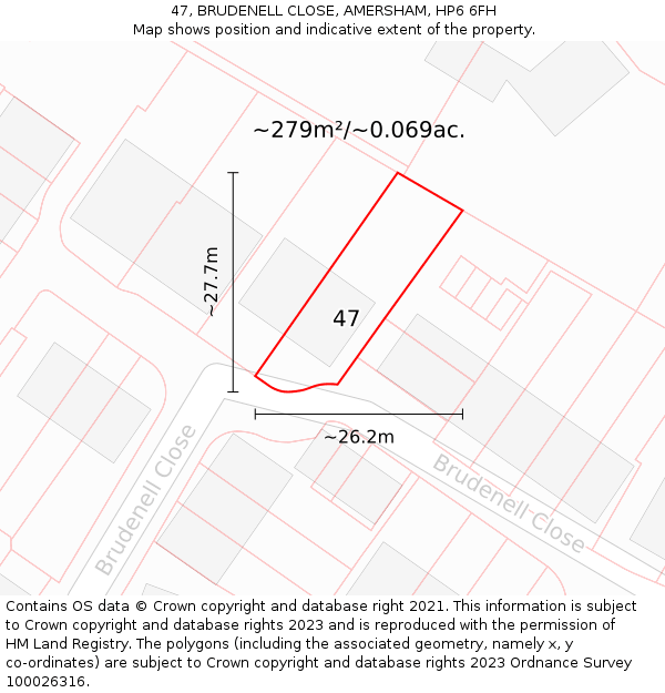 47, BRUDENELL CLOSE, AMERSHAM, HP6 6FH: Plot and title map