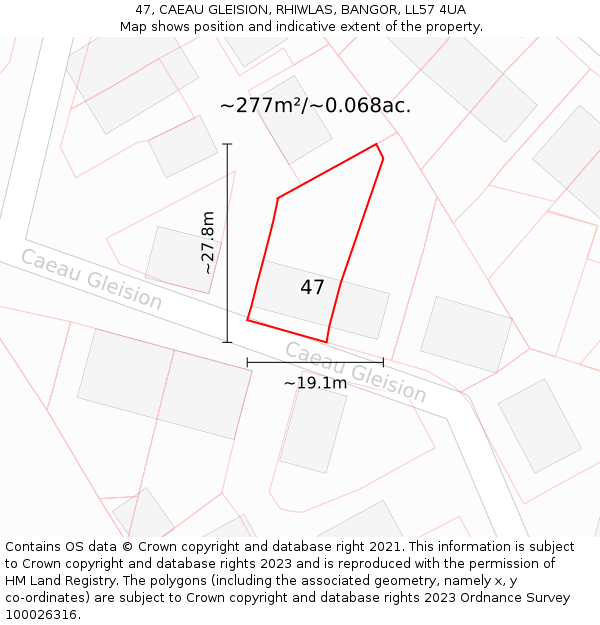 47, CAEAU GLEISION, RHIWLAS, BANGOR, LL57 4UA: Plot and title map