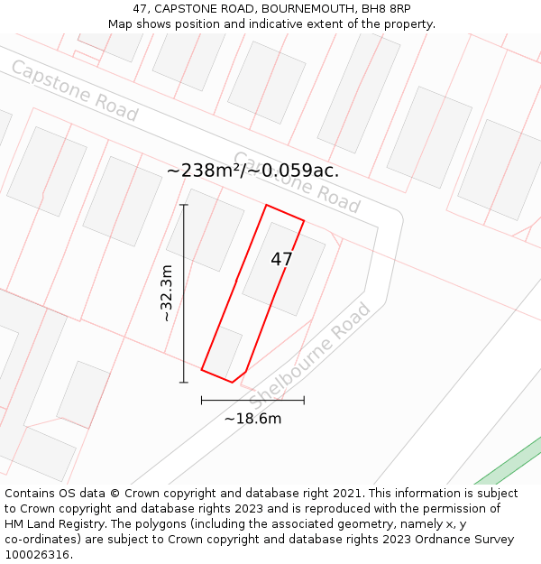 47, CAPSTONE ROAD, BOURNEMOUTH, BH8 8RP: Plot and title map