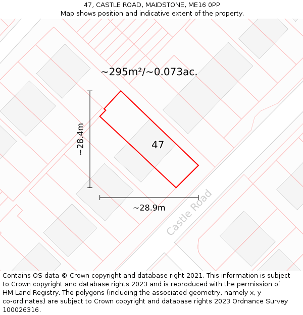 47, CASTLE ROAD, MAIDSTONE, ME16 0PP: Plot and title map