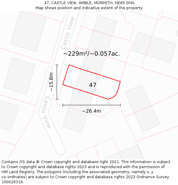 47, CASTLE VIEW, AMBLE, MORPETH, NE65 0NN: Plot and title map