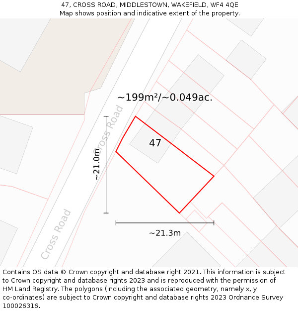 47, CROSS ROAD, MIDDLESTOWN, WAKEFIELD, WF4 4QE: Plot and title map