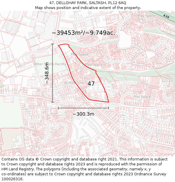 47, DELLOHAY PARK, SALTASH, PL12 6AQ: Plot and title map