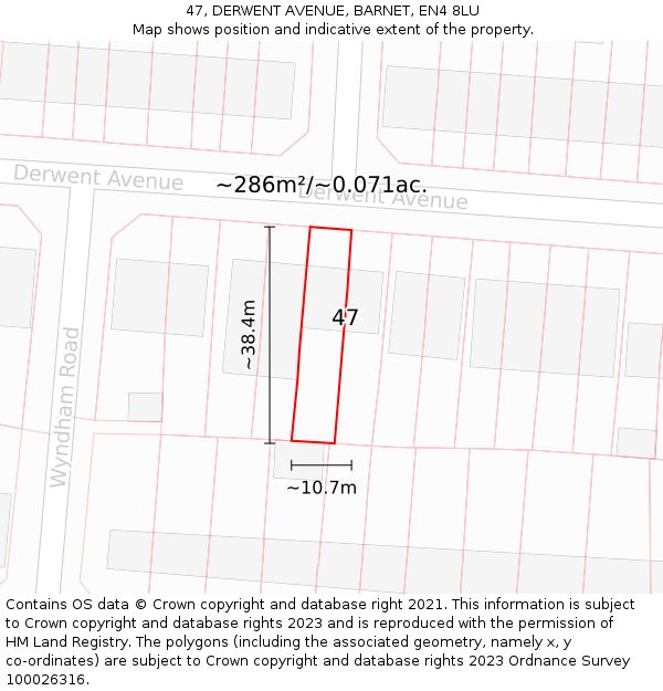 47, DERWENT AVENUE, BARNET, EN4 8LU: Plot and title map