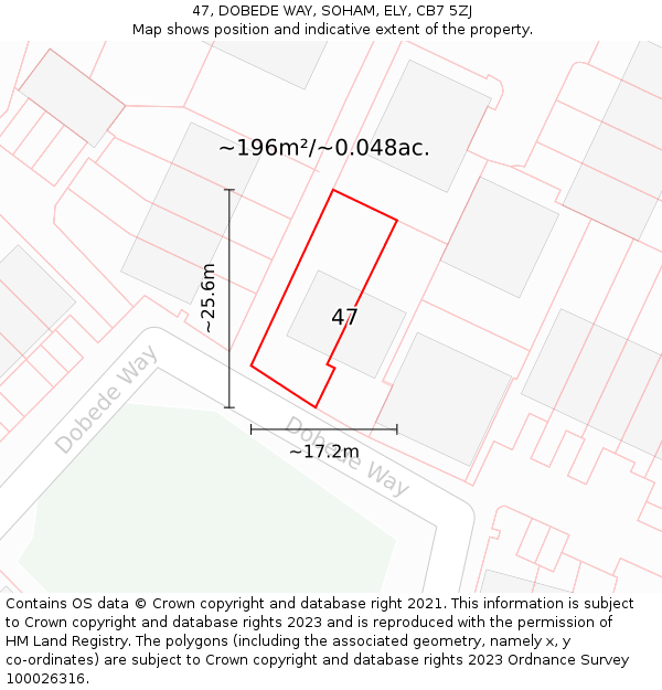 47, DOBEDE WAY, SOHAM, ELY, CB7 5ZJ: Plot and title map