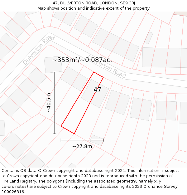 47, DULVERTON ROAD, LONDON, SE9 3RJ: Plot and title map