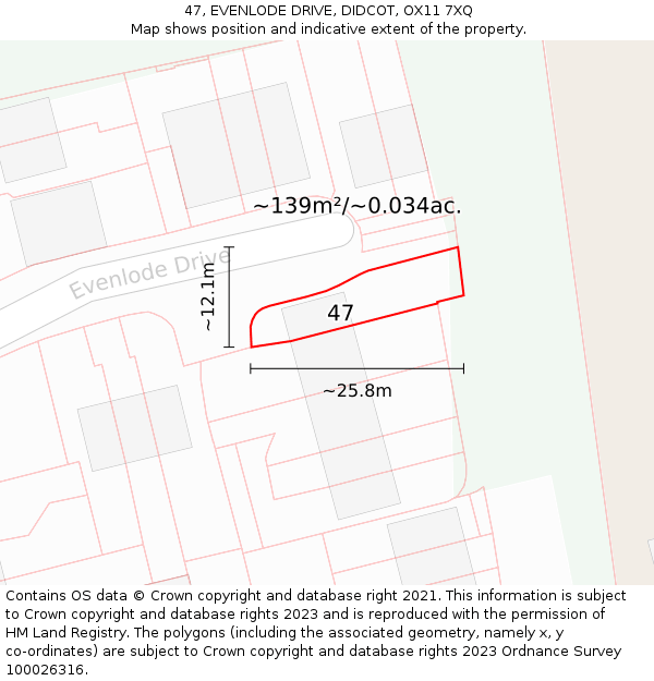 47, EVENLODE DRIVE, DIDCOT, OX11 7XQ: Plot and title map