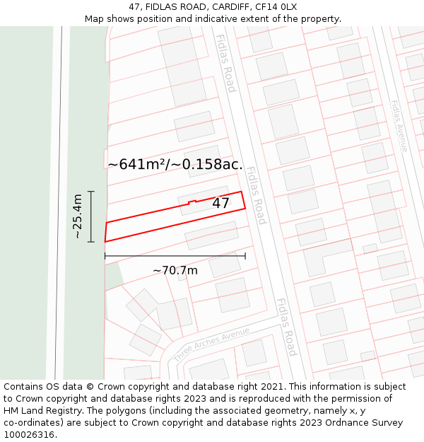 47, FIDLAS ROAD, CARDIFF, CF14 0LX: Plot and title map