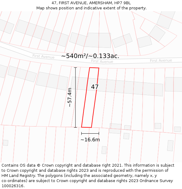 47, FIRST AVENUE, AMERSHAM, HP7 9BL: Plot and title map