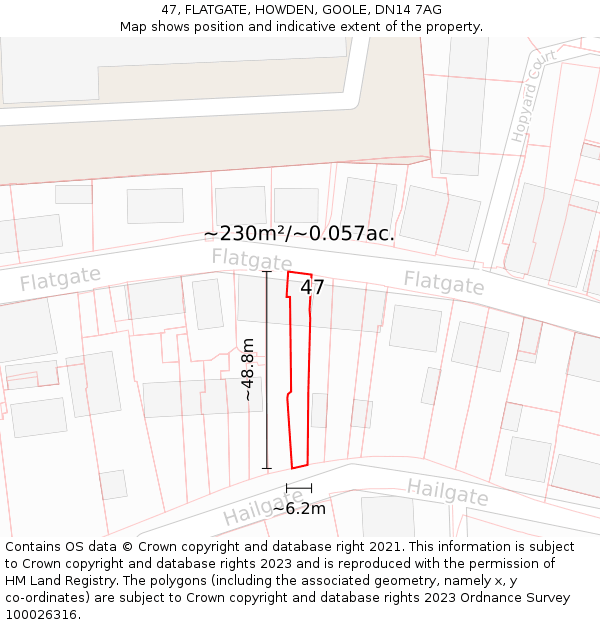 47, FLATGATE, HOWDEN, GOOLE, DN14 7AG: Plot and title map