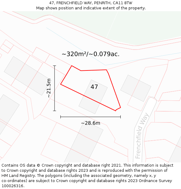 47, FRENCHFIELD WAY, PENRITH, CA11 8TW: Plot and title map