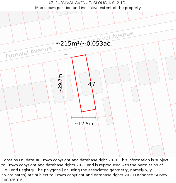 47, FURNIVAL AVENUE, SLOUGH, SL2 1DH: Plot and title map