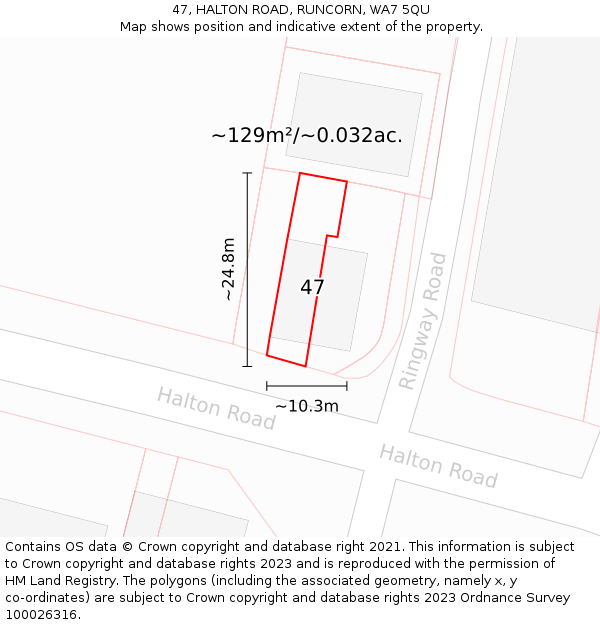 47, HALTON ROAD, RUNCORN, WA7 5QU: Plot and title map