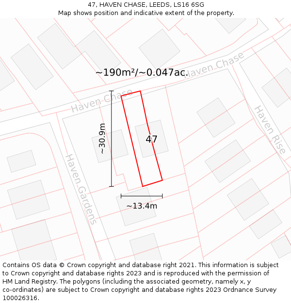 47, HAVEN CHASE, LEEDS, LS16 6SG: Plot and title map