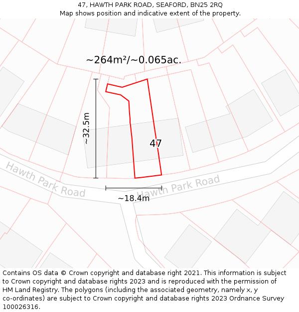 47, HAWTH PARK ROAD, SEAFORD, BN25 2RQ: Plot and title map