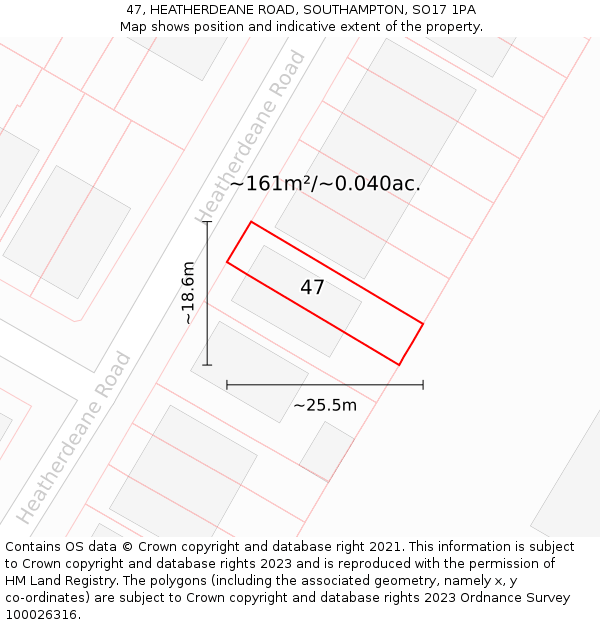 47, HEATHERDEANE ROAD, SOUTHAMPTON, SO17 1PA: Plot and title map