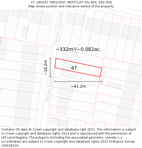 47, HENLEY CRESCENT, WESTCLIFF-ON-SEA, SS0 0NS: Plot and title map