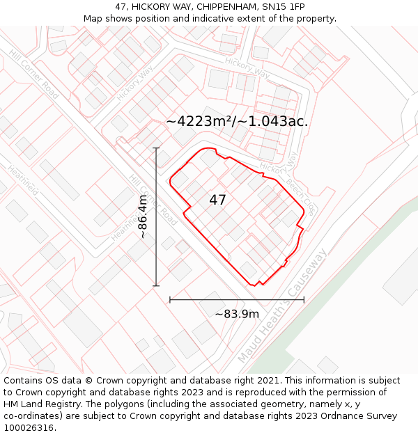 47, HICKORY WAY, CHIPPENHAM, SN15 1FP: Plot and title map