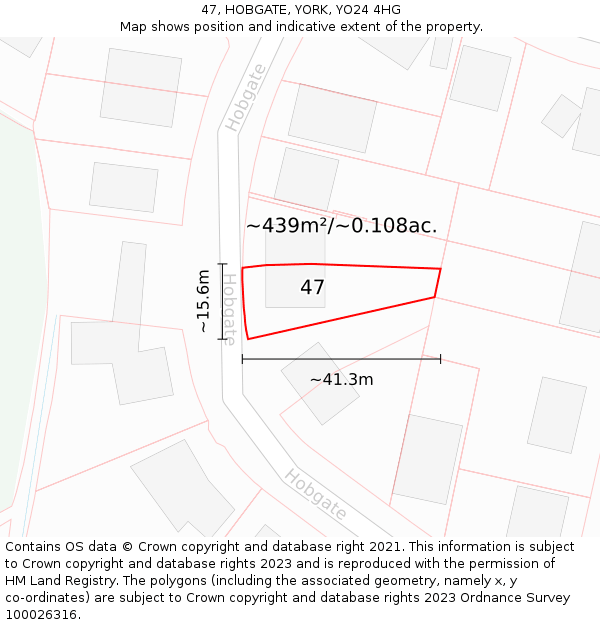 47, HOBGATE, YORK, YO24 4HG: Plot and title map