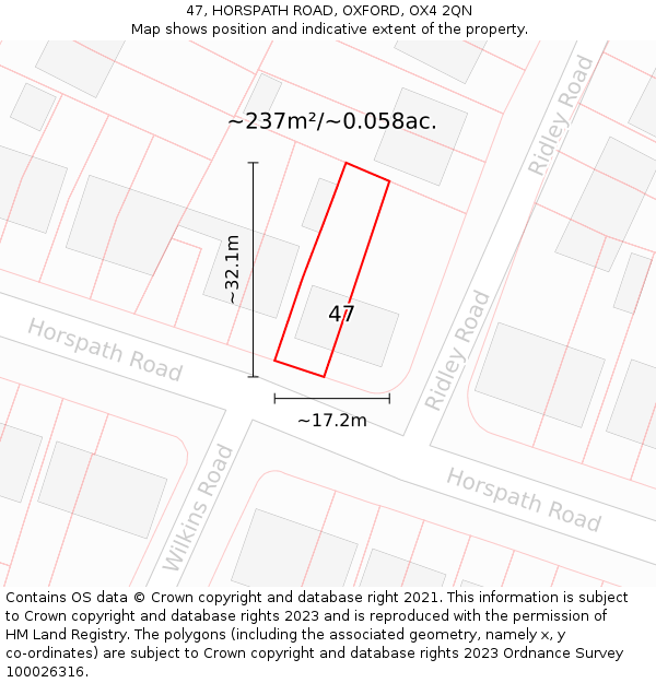 47, HORSPATH ROAD, OXFORD, OX4 2QN: Plot and title map