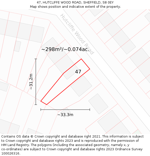 47, HUTCLIFFE WOOD ROAD, SHEFFIELD, S8 0EY: Plot and title map