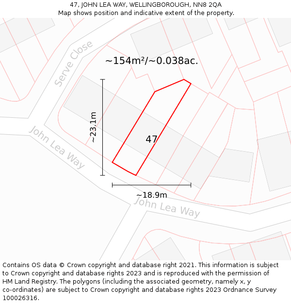 47, JOHN LEA WAY, WELLINGBOROUGH, NN8 2QA: Plot and title map