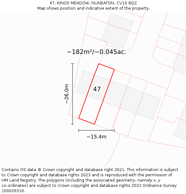 47, KINGS MEADOW, NUNEATON, CV10 8QZ: Plot and title map