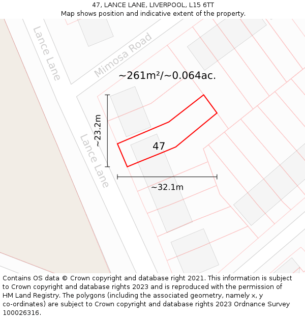 47, LANCE LANE, LIVERPOOL, L15 6TT: Plot and title map