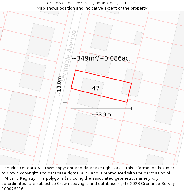 47, LANGDALE AVENUE, RAMSGATE, CT11 0PG: Plot and title map