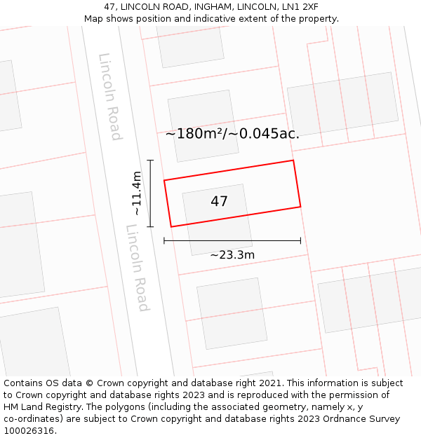 47, LINCOLN ROAD, INGHAM, LINCOLN, LN1 2XF: Plot and title map