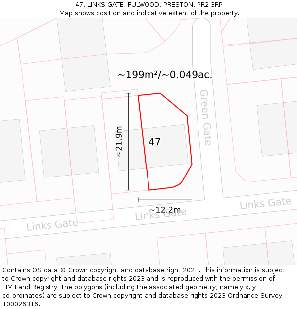 47, LINKS GATE, FULWOOD, PRESTON, PR2 3RP: Plot and title map
