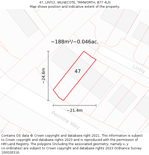 47, LINTLY, WILNECOTE, TAMWORTH, B77 4LN: Plot and title map