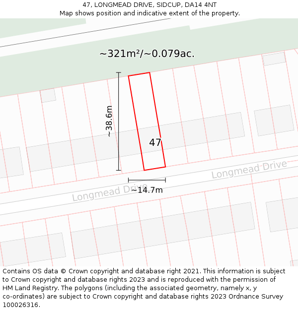 47, LONGMEAD DRIVE, SIDCUP, DA14 4NT: Plot and title map