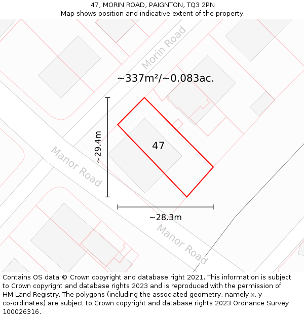 47, MORIN ROAD, PAIGNTON, TQ3 2PN: Plot and title map